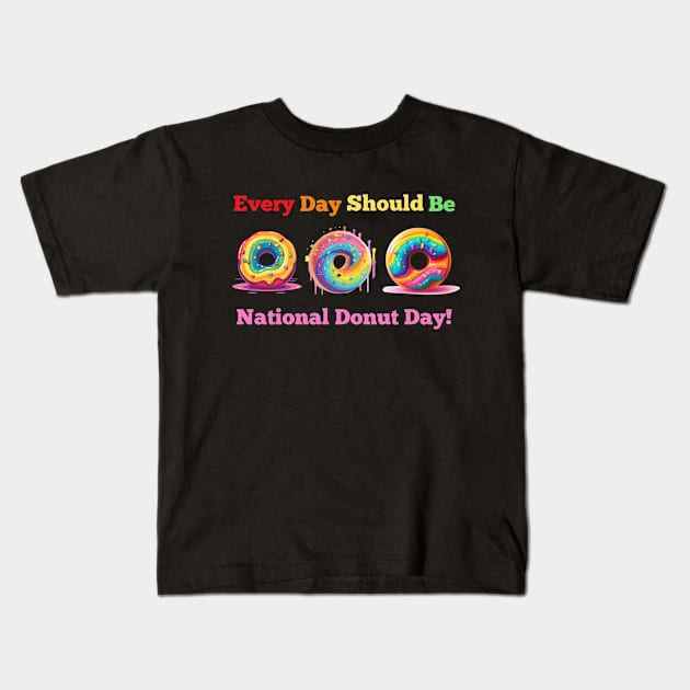 Donut Delight: Celebrate Every Day! Kids T-Shirt by Phygital Fusion